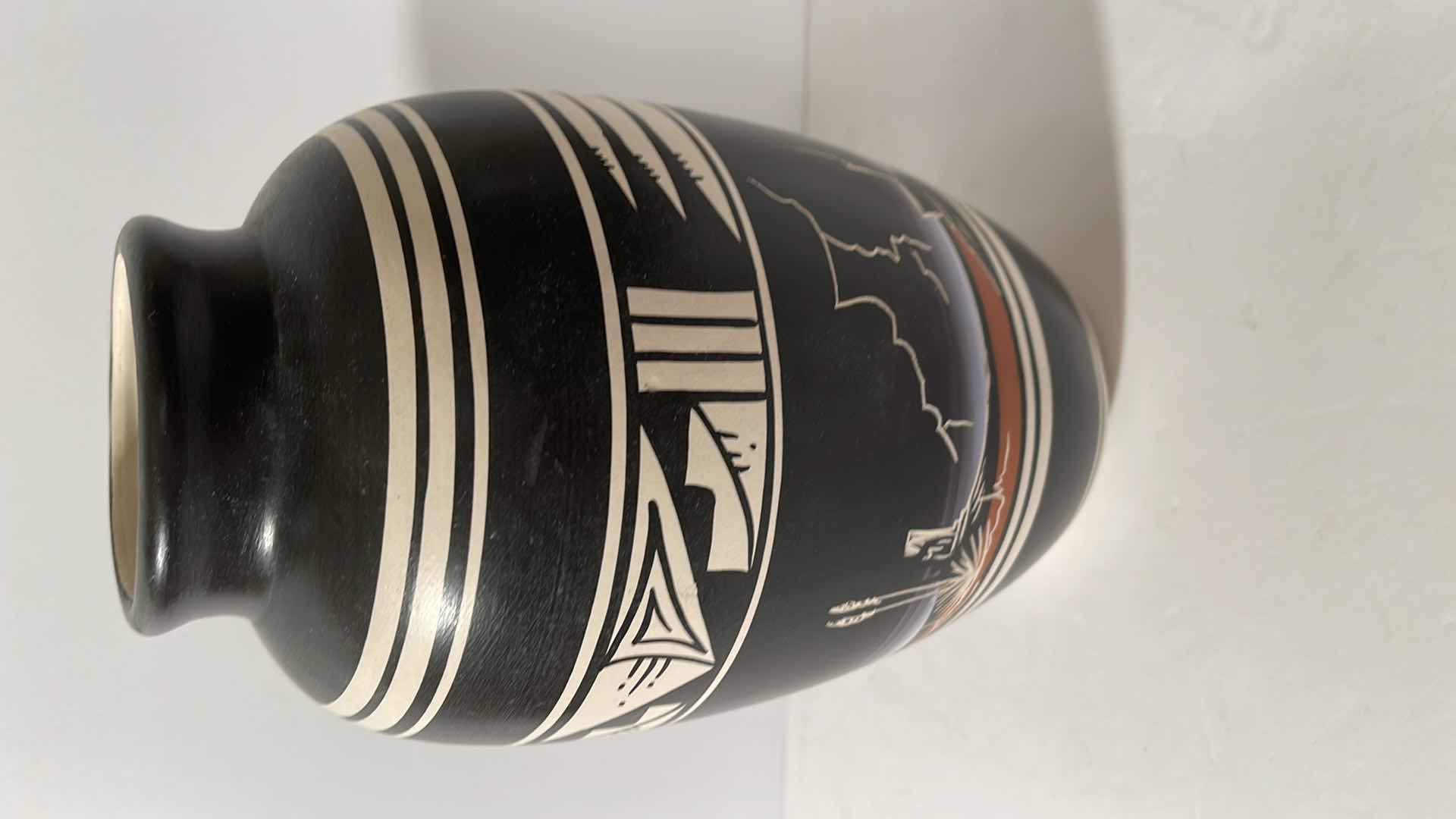 Photo 2 of NAVAJO ETCHED POTTERY SIGNED BY ARTIST H 10”