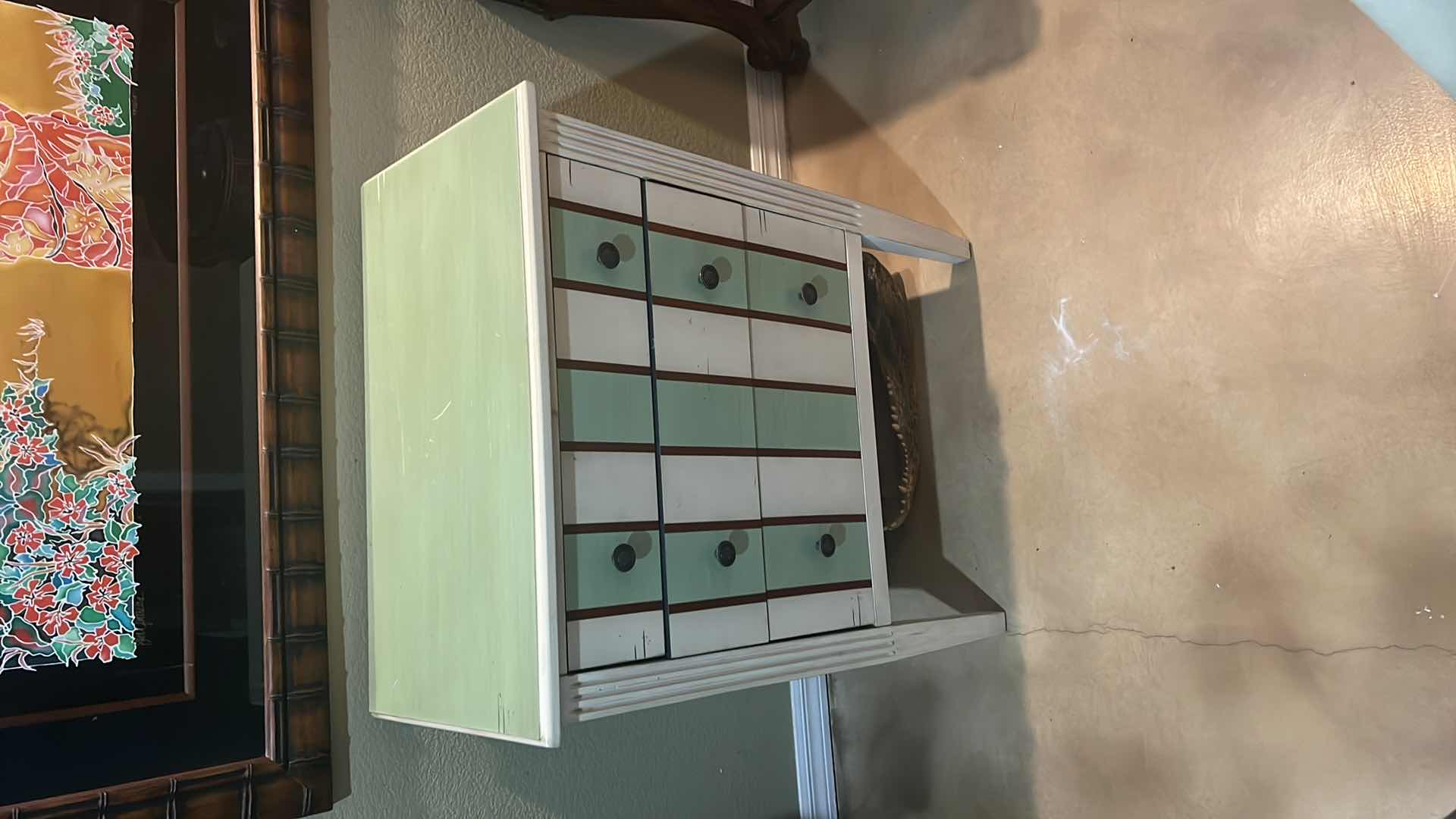 Photo 3 of WOOD PAINTED 3 DRAWER CABINET 25x14” H32”