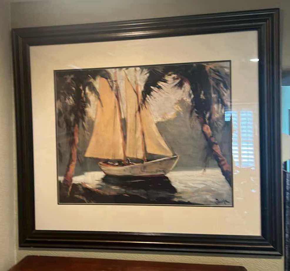 Photo 3 of FRAMED “SAILBOAT” ARTWORK ARTIST SIGNED 40” x 36”