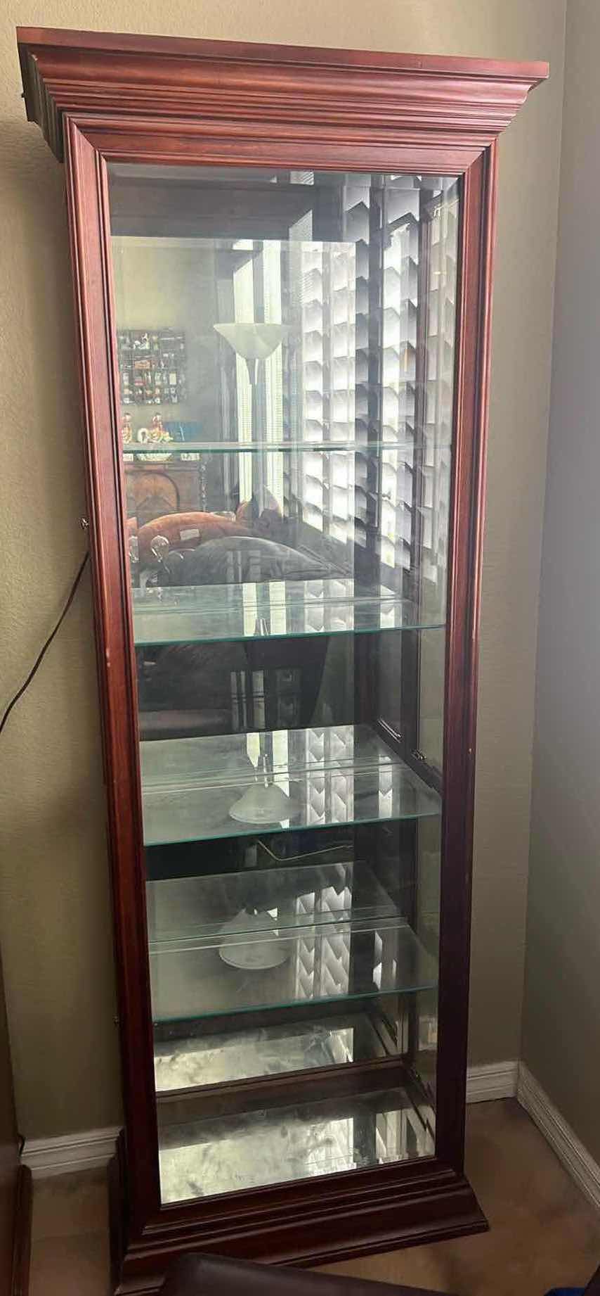 Photo 1 of PRESSED WOOD CURIO DISPLAY CABINET W GLASS SHELVES 24” x 12” H27”