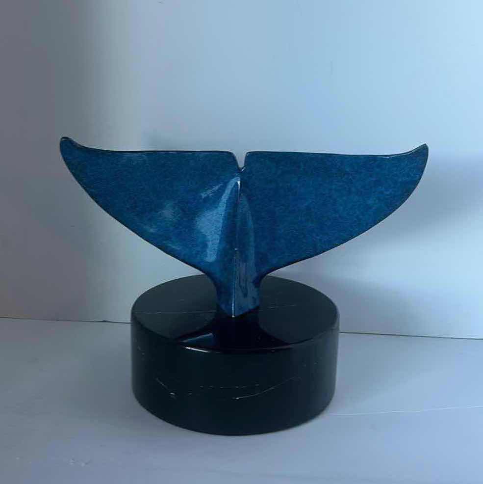 Photo 2 of WHALES TALE SCULPTURE ON HEAVY MARBLE BASE13 1/2” x 9 1/2