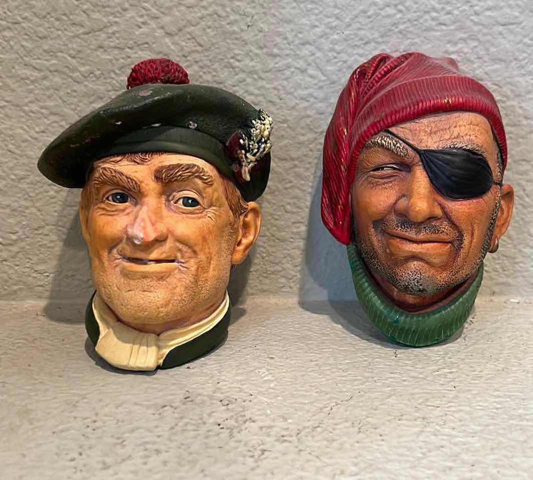 Photo 1 of 2-VINTAGE BOSSONS "THE SMUGGLER & JOCK CHALKWARE WALL PLAQUES H5”