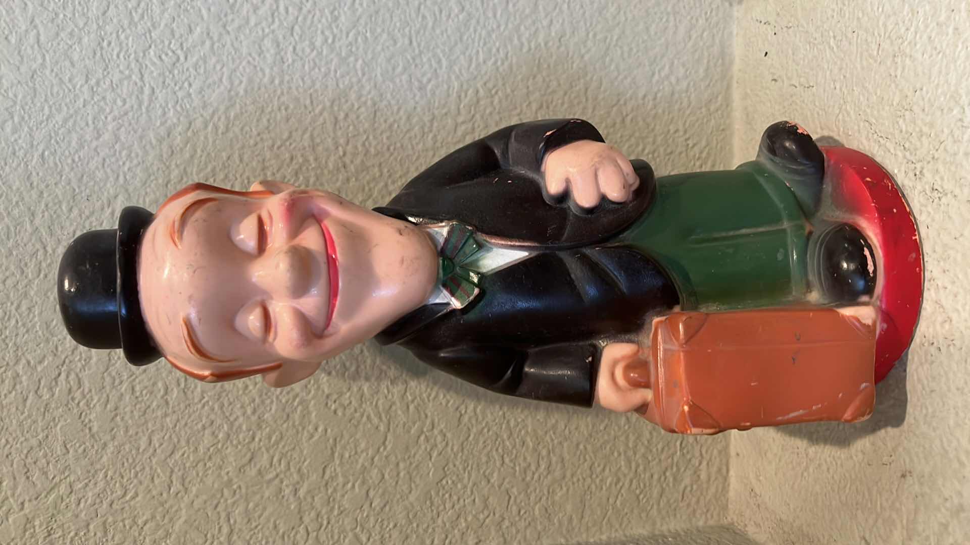 Photo 1 of VINTAGE  “STAN LAUREL” BLOWN PLASTIC PIGGY BANK H14”