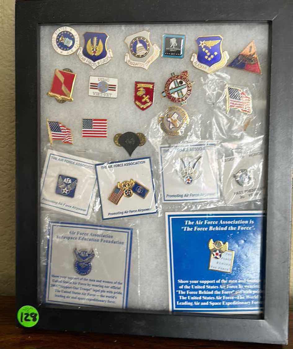 Photo 1 of MILITARY AND FLAG PINS IN LATCHED SHADOW BOX