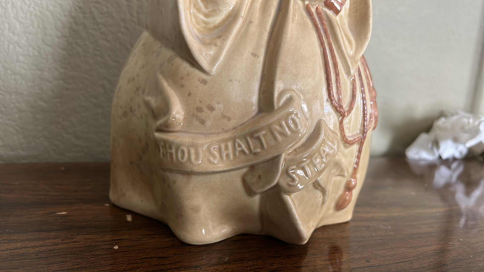 Photo 2 of VINTAGE 1940 HAND PAINTED “THOU SHALT NOT STEAL COOKIE JAR - RED WING POTTERY