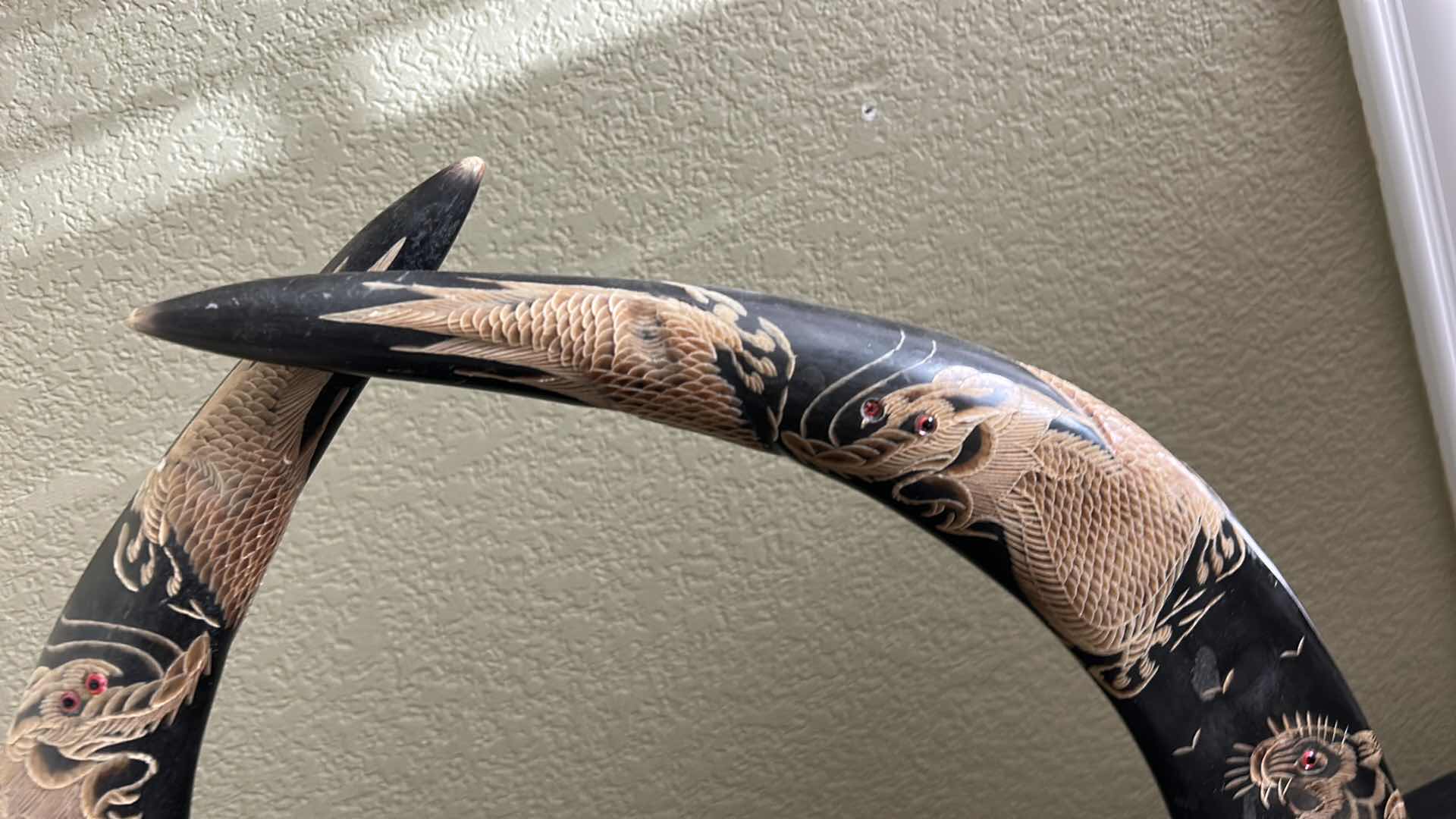 Photo 3 of 2 CARVED HORNS H16.5”