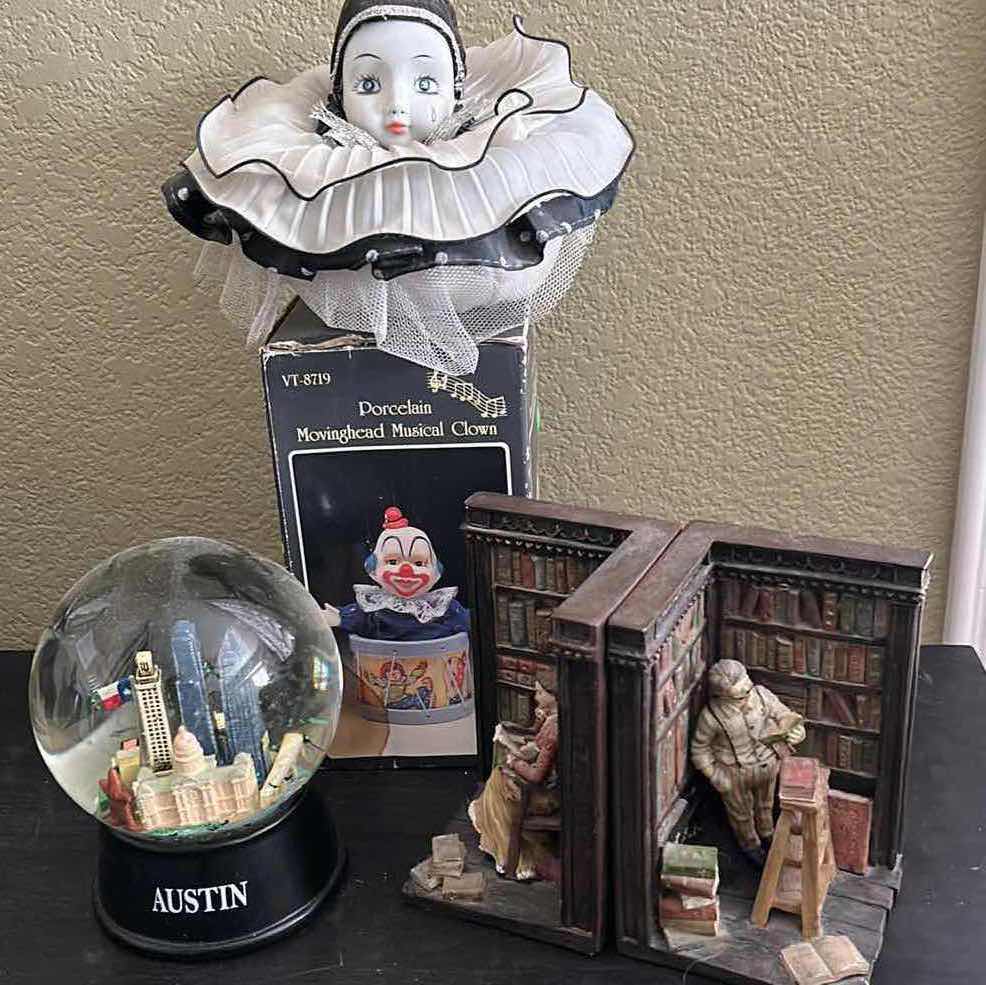 Photo 1 of COLLECTIBLE ASSORTMENT - MUSIC GLOBE, BOOK ENDS AND MORE