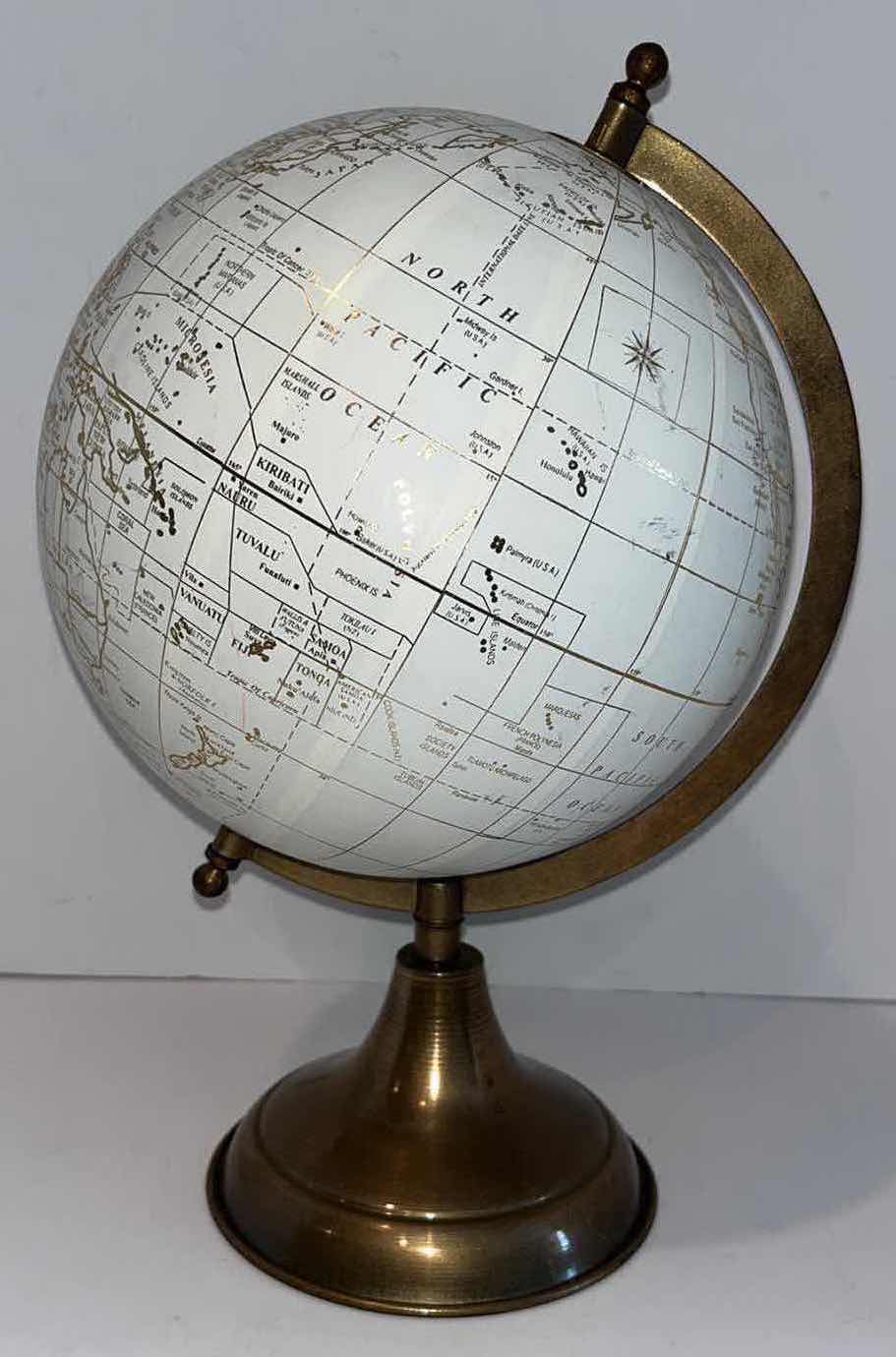 Photo 3 of WORLD MARKET WHITE GLOBE WITH GOLD STAND 8” X 13”