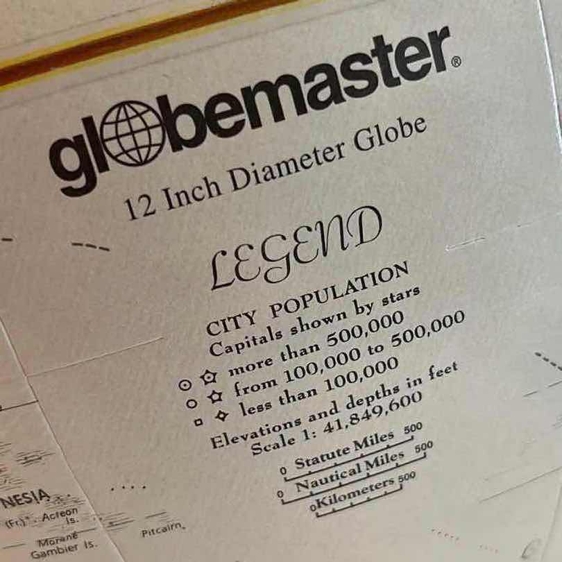 Photo 4 of GLOBEMASTER BY REPLOGLE GLOBES, INC. TAN WORLD CLASSIC SERIES GLOBE WITH GREEN PLASTIC AXIS 12" X 16.25"