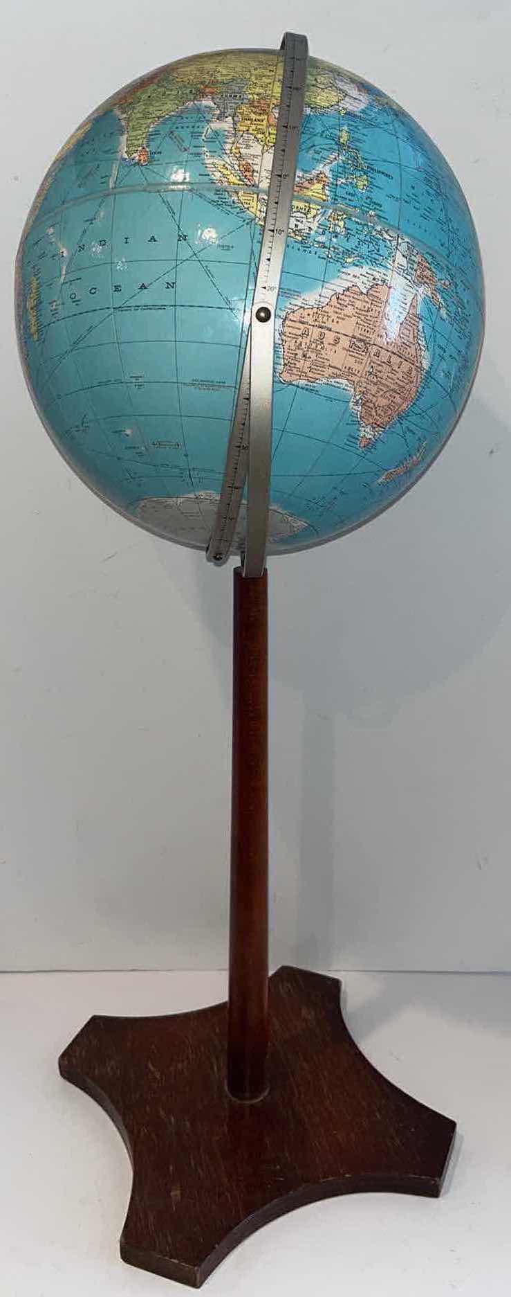 Photo 2 of RAND MCNALLY WORLD GLOBE ON WOOD PEDESTAL 32.5”