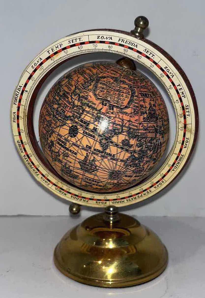 Photo 3 of VINTAGE 6” DESK TOP ROTATING ZONA GLOBE ON GOLD STAND