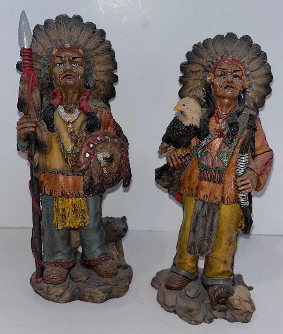 Photo 1 of NATIVE AMERICAN 8” CHIEF STATUES, SET OF 2