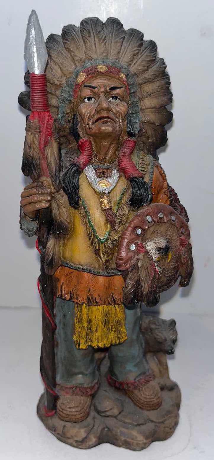 Photo 2 of NATIVE AMERICAN 8” CHIEF STATUES, SET OF 2