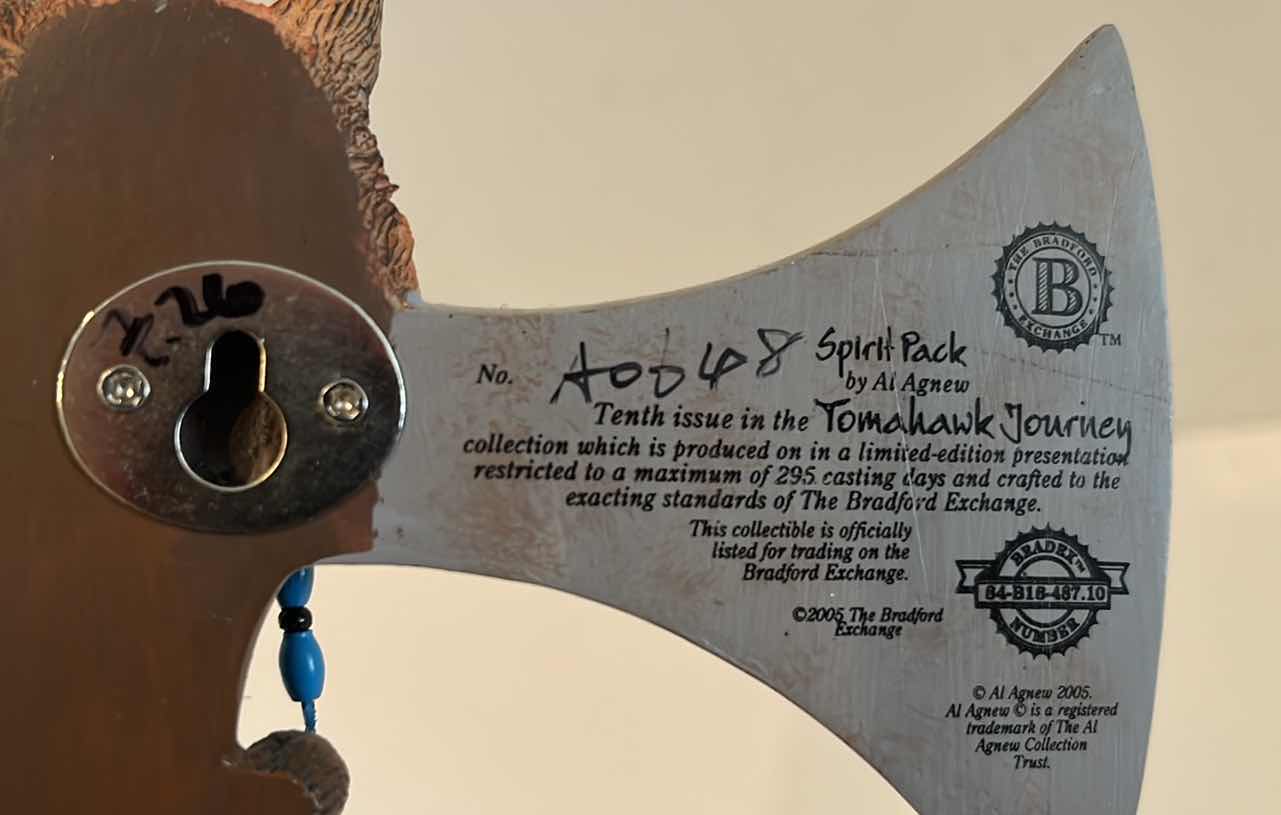 Photo 4 of THE BRADFORD EXCHANGE 2005 TOMAHAWK JOURNEY “SPIRIT PACK” BY AL AGNEW (NO 0668)