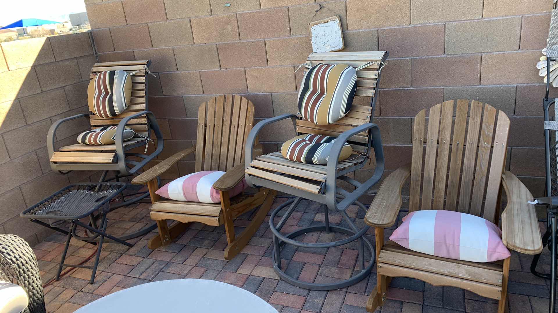 Photo 1 of OUTDOOR WOODEN CHAIRS AND TABLE
