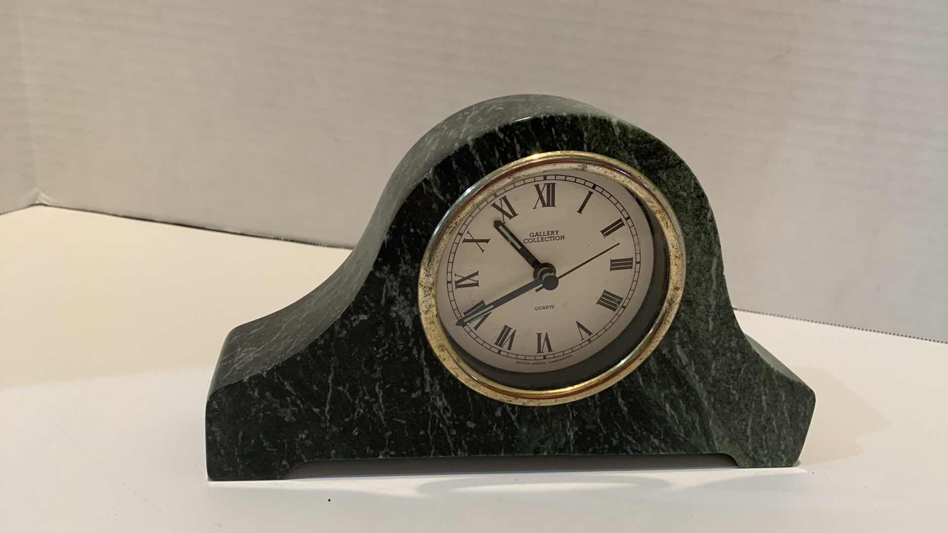 Photo 1 of GALLERY COLLECTION GREEN MARBLE TABLE CLOCK