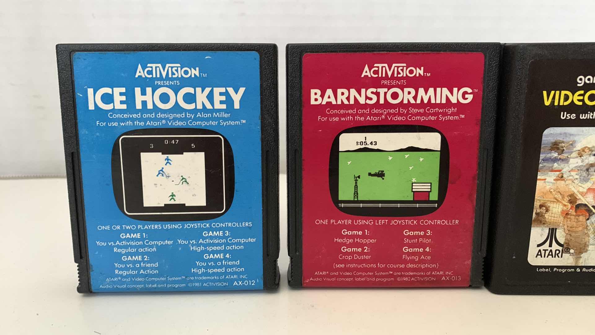 Photo 2 of 4 PCS VINTAGE ATARI 2600 GAMES: ICE HOCKEY, BARNSTORMING,VIDEO OLYMPICS, AND BREAKOUT
