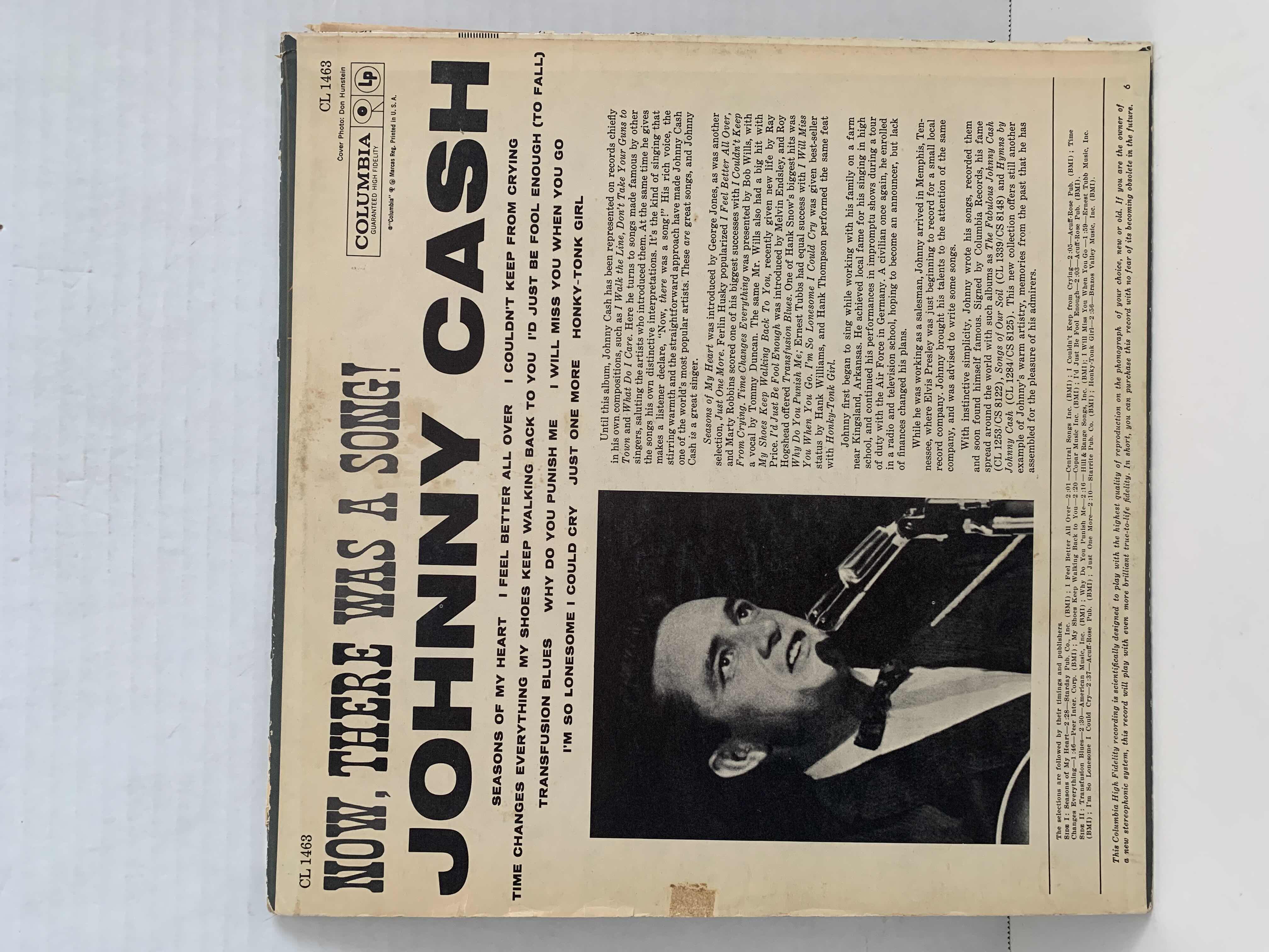 Photo 2 of JOHNNY CASH, NOW, THERE WAS A SONG RECORD ALBUM