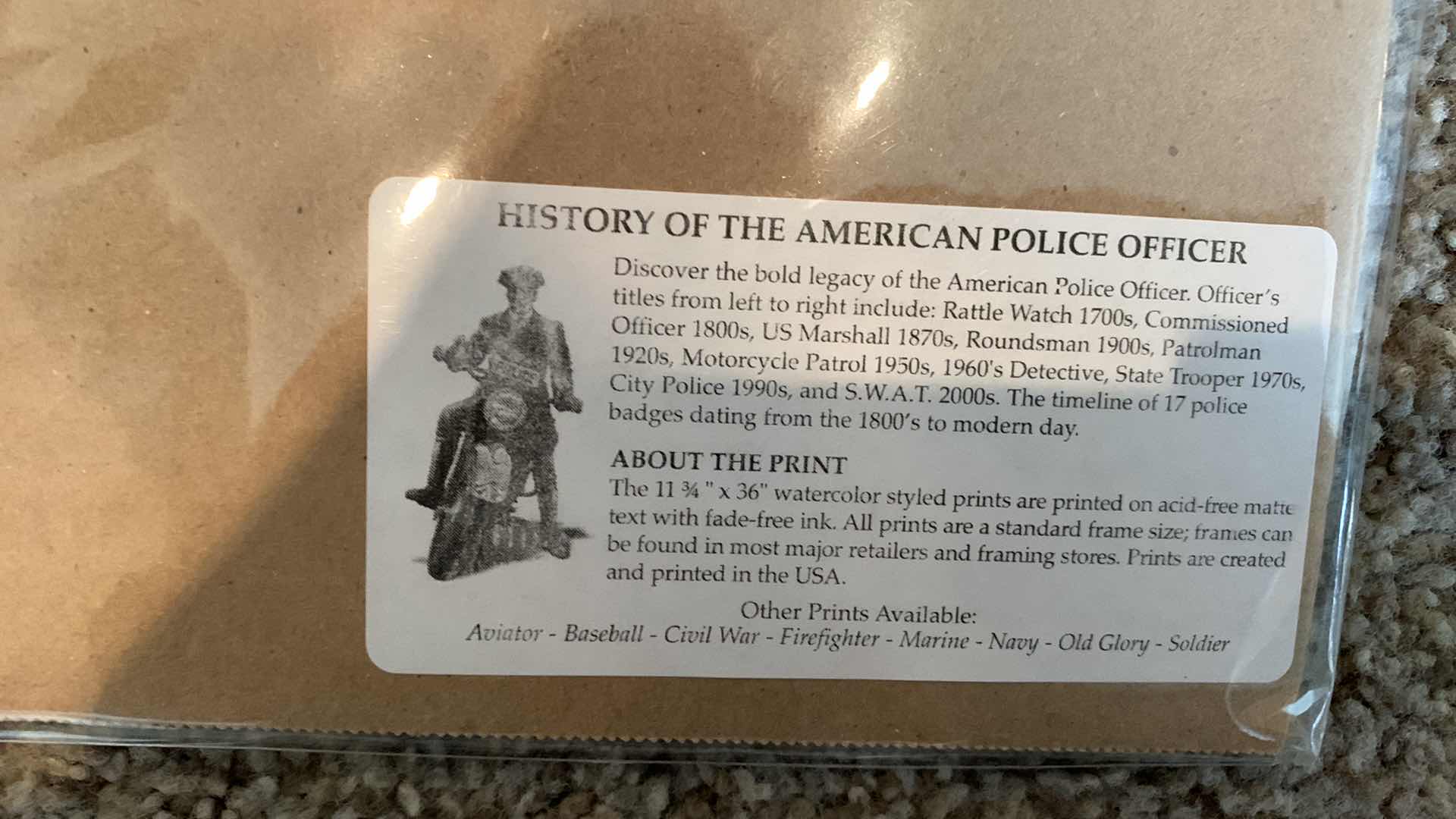 Photo 4 of HISTORY OF THE AMERICAN POLICE OFFICER POSTER 11” X 36”