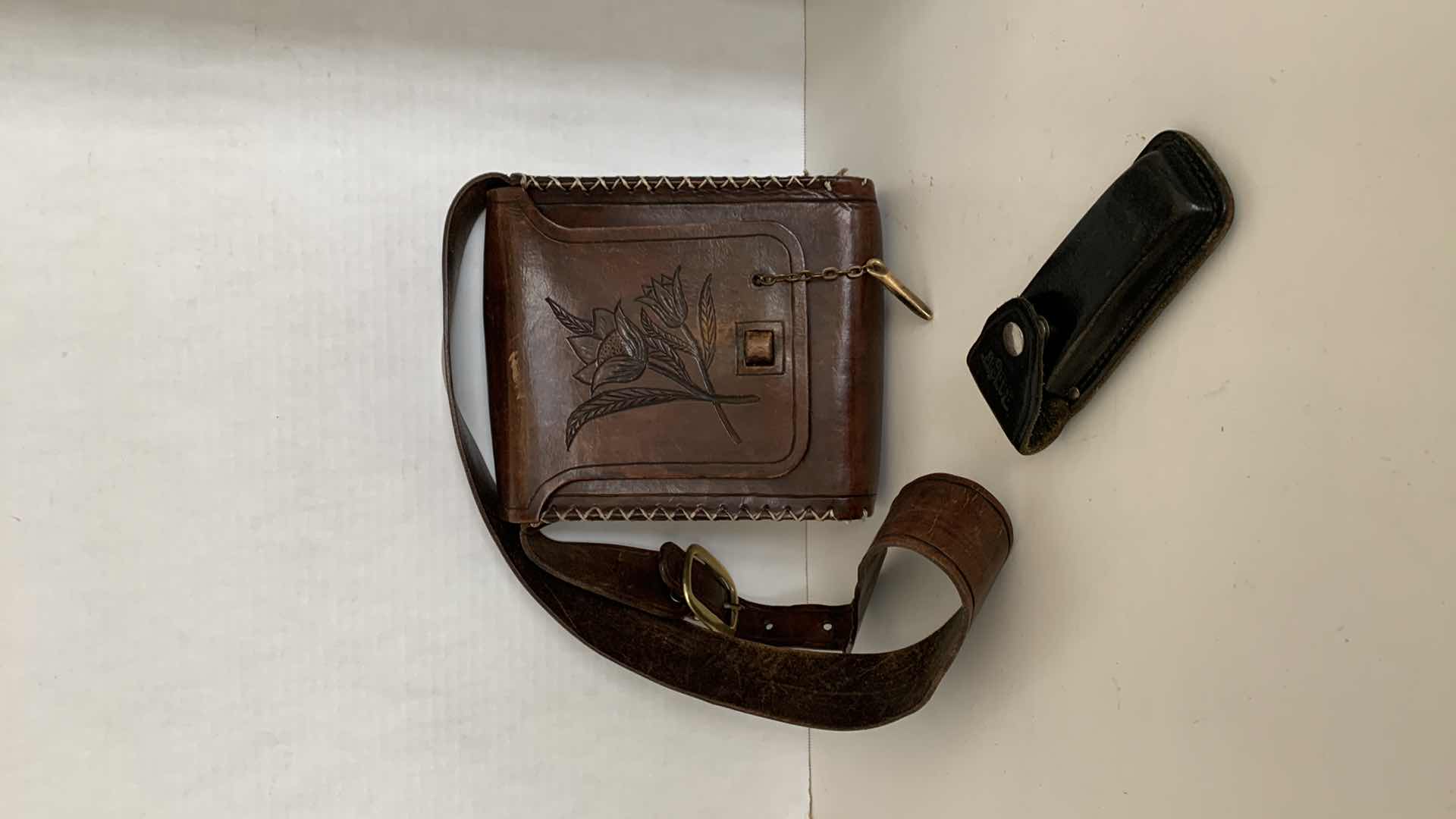 Photo 1 of 2 REAL LEATHER PURSE AND BUCKET KNIFE COVER