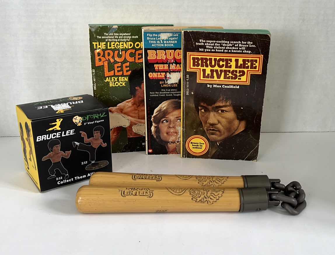 Photo 1 of BRUCE LEE COLLECTIBLES BOOKS VINYL FIGURES NUNCHUCKS