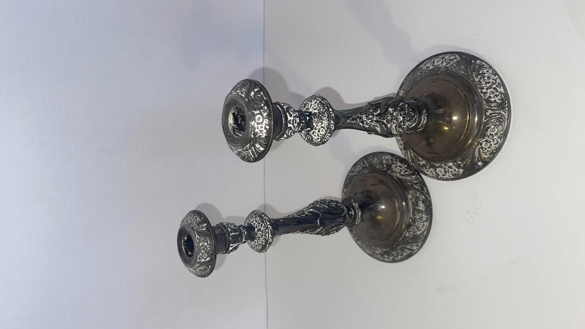 Photo 1 of 2-HERITAGE 1847 ROGERS BROS SILVER PLATED VINTAGE CANDLE HOLDER BASE 5.5” X 11”