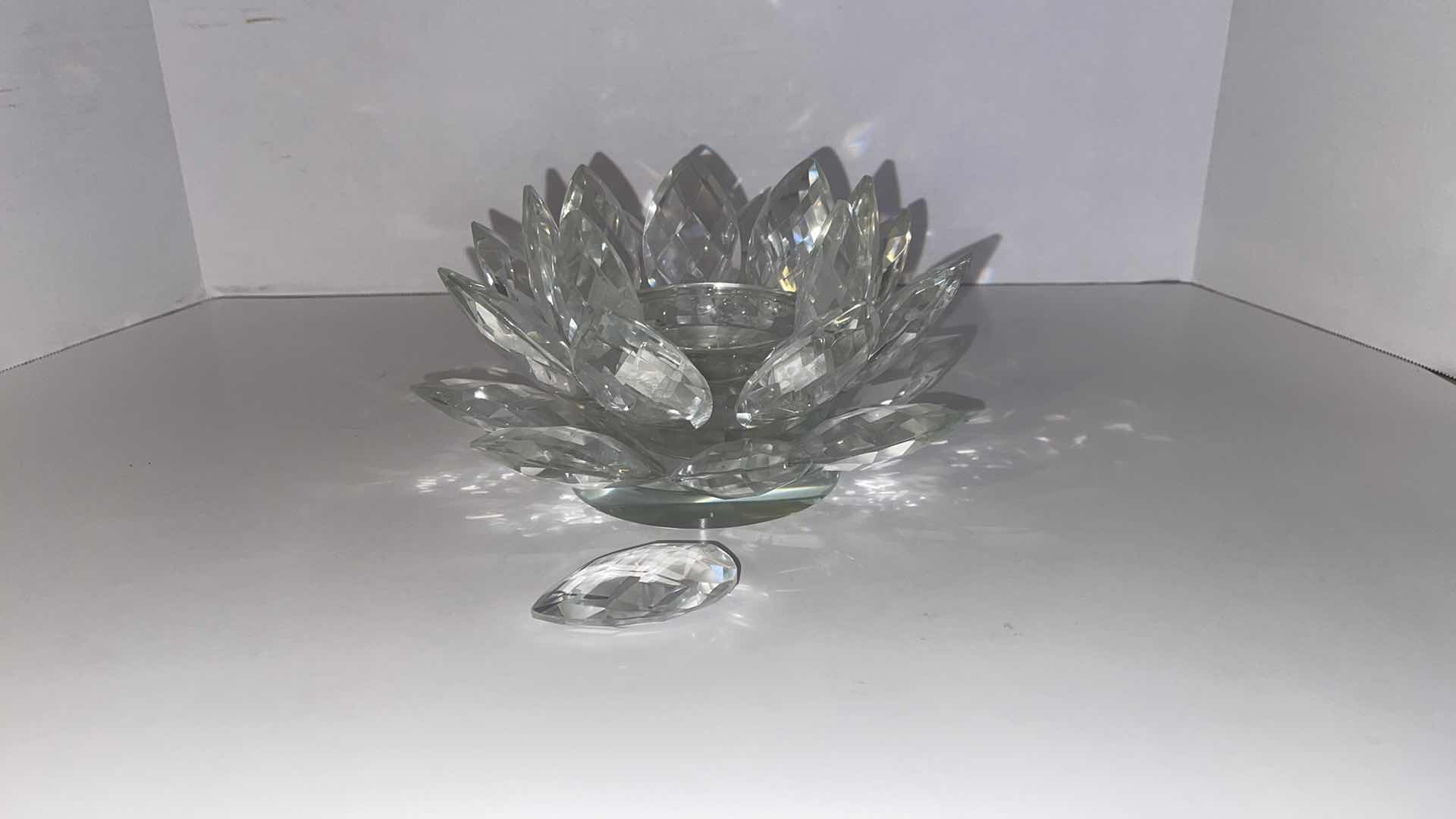 Photo 1 of CRYSTAL LOTUS CANDLE HOLDER 9” X 6”