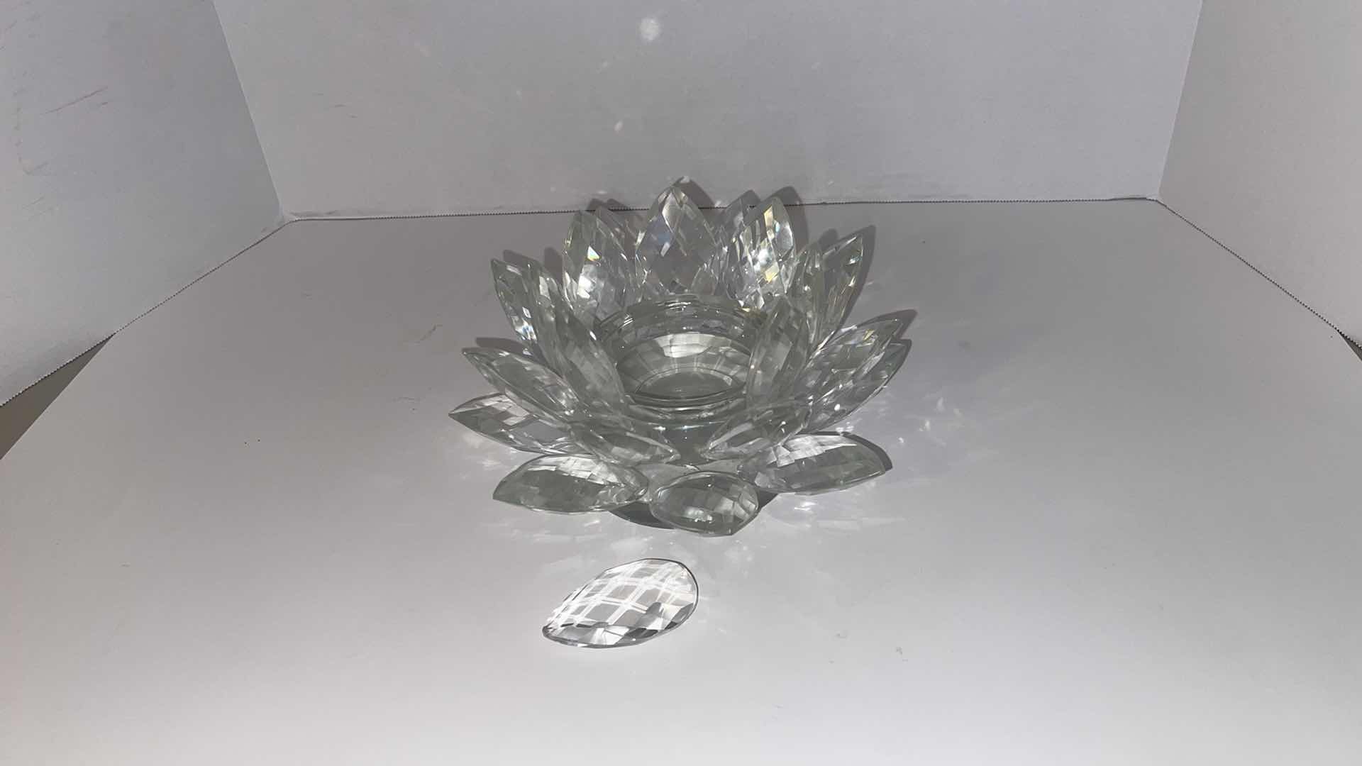 Photo 2 of CRYSTAL LOTUS CANDLE HOLDER 9” X 6”