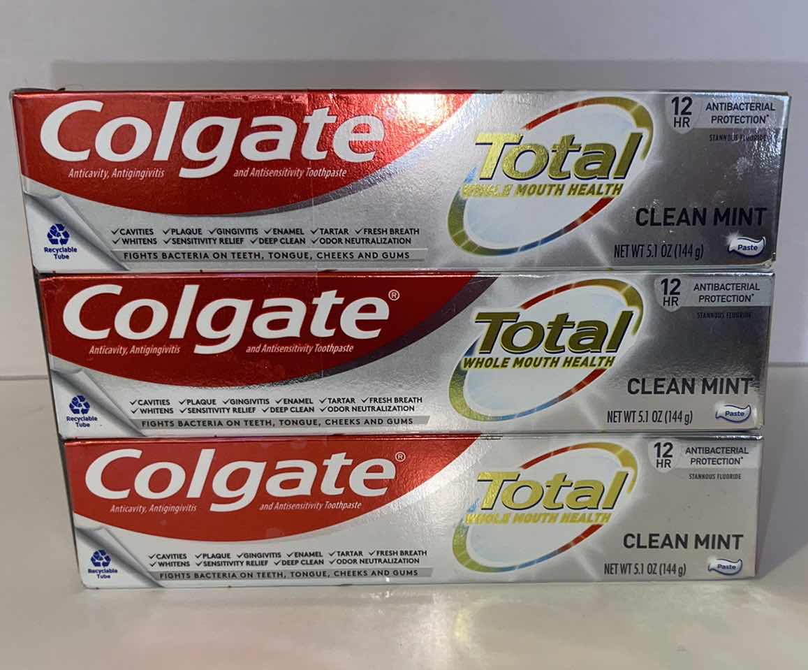 Photo 1 of 3-COLGATE TOTAL TOOTHPASTE CLEAN MINT 5.1 OZ