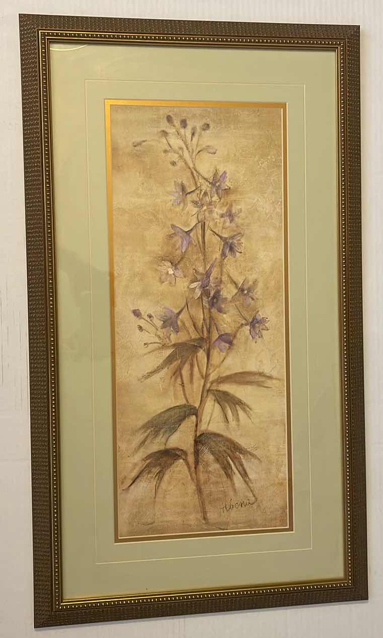 Photo 3 of CHERI BLUM FLOWER BULBS FLORAL STILL LIFE PRINT ON BOARD 14.5” X 38” AND ALBENA HRISTOVA PREMIUM GICLEE FINE PURPLE LARKSPUR ART PRINT 19” X 32.5”