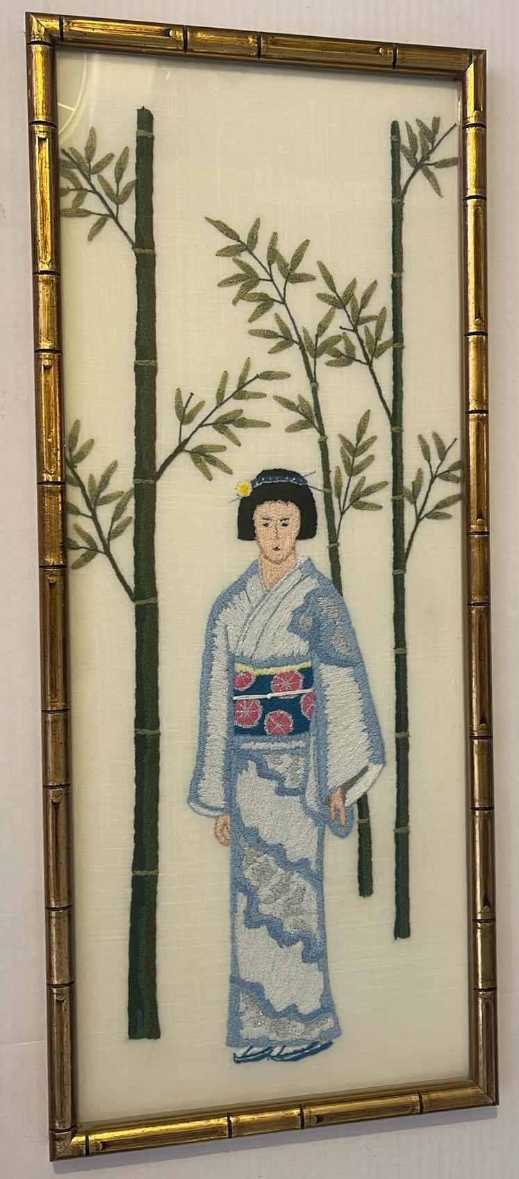 Photo 3 of 3-JAPANESE “GEISHA” EMBROIDERED WALL ART 13”x30”H