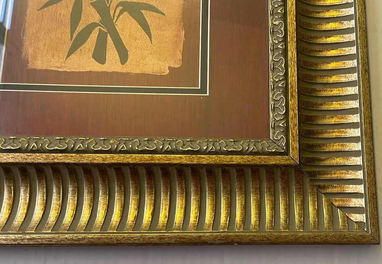 Photo 2 of GOLDEN FRAMED ORIENTAL “BAMBOO” ARTWORK 13” X 36”