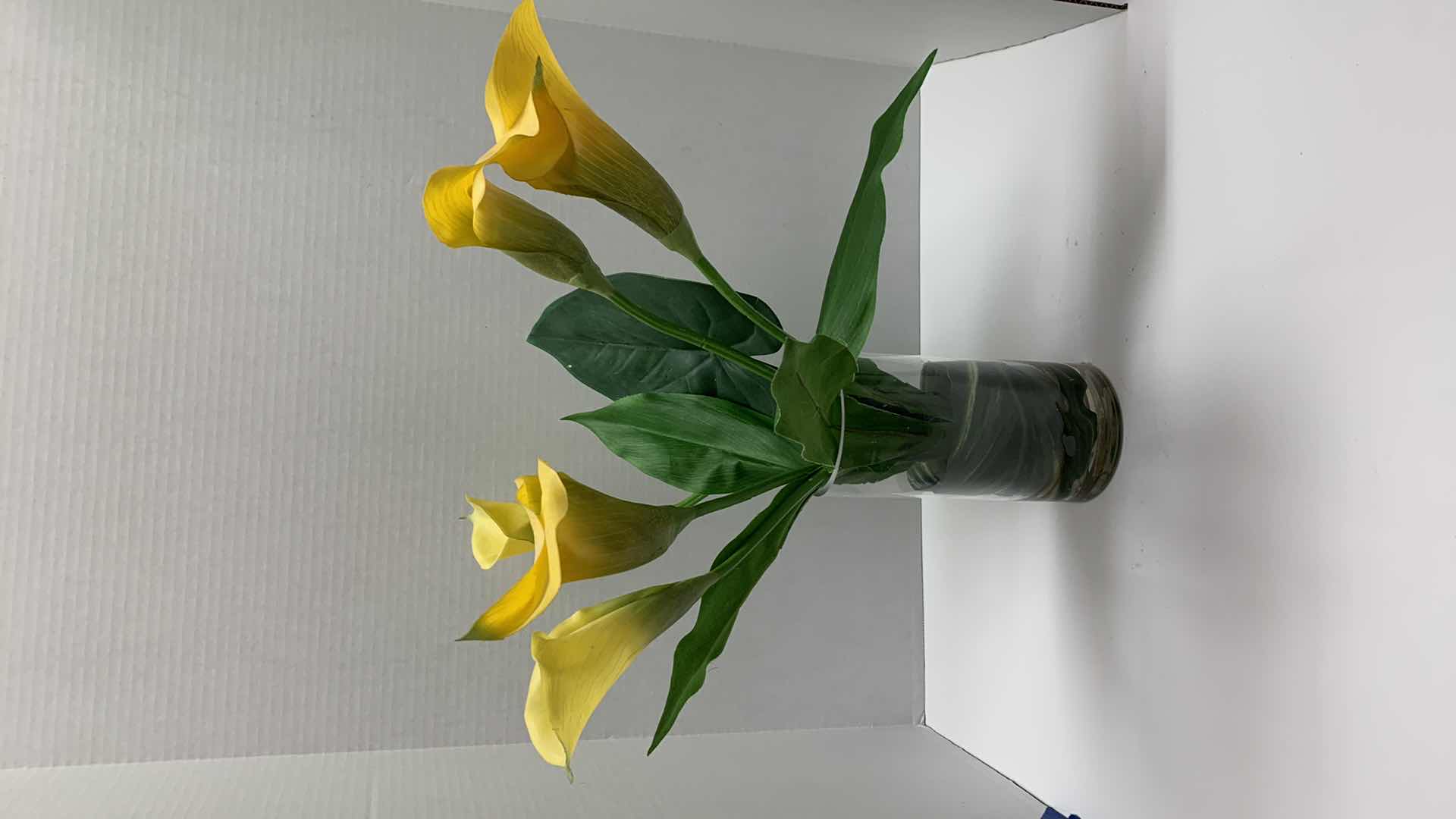 Photo 2 of ARTIFICIAL YELLOW CALLA LILY ARRANGEMENT