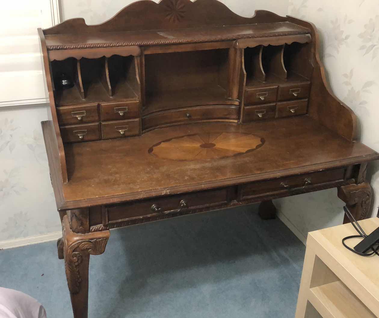 Photo 2 of CHIPPENDALE GLEN EAGLE MAHOGANY SECRETARY LIBRARY WRITING DESK 50” X 31” H 50”