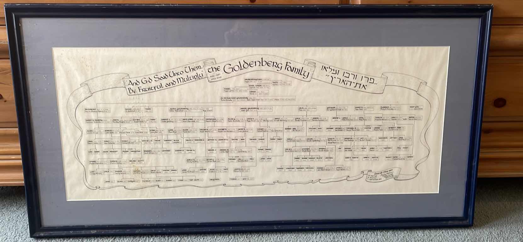 Photo 2 of 2-FRAMED FAMILY TREE JEWISH GENEALOGY “THE GOLDENBERG FAMILY (1696-1987) 39”X19.5”H