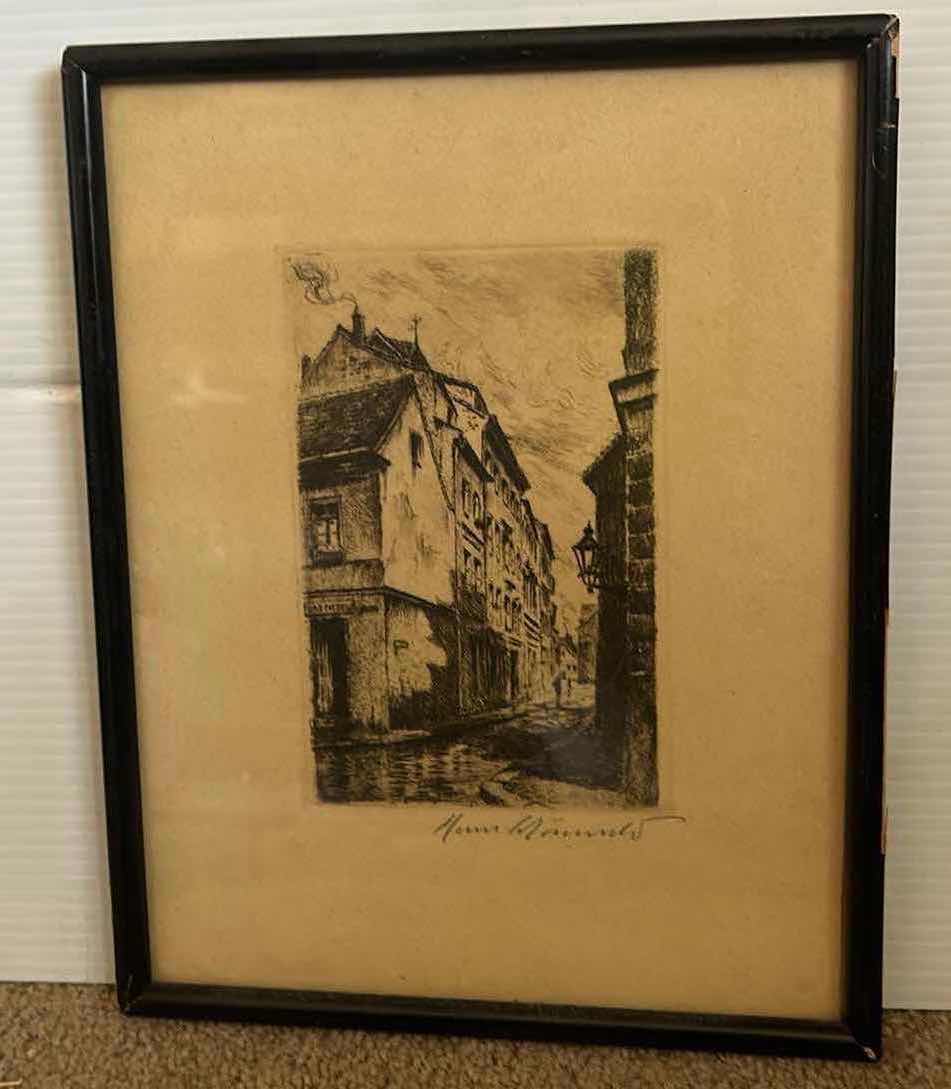 Photo 3 of FRAMED ANTIQUE ETCHING SIGNED BY ARTIST ARTWORK 7 3?4" X H 9 3?4"