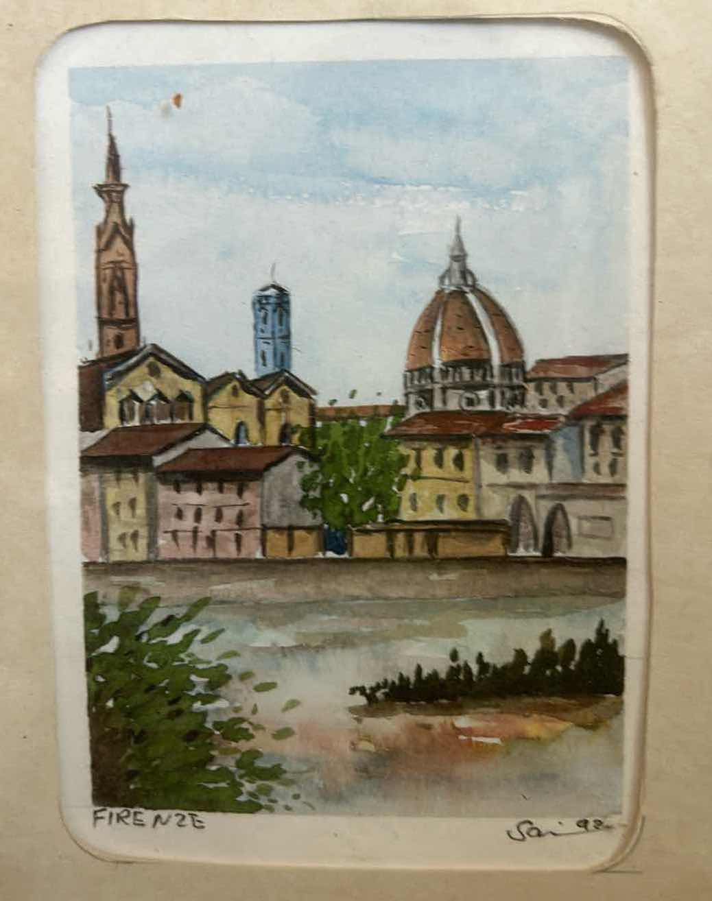 Photo 1 of FRAMED, VINTAGE, WATERCOLOR, FLORENCE, ITALY, SIGNED ARTWORK, 9 ¾" X 12"