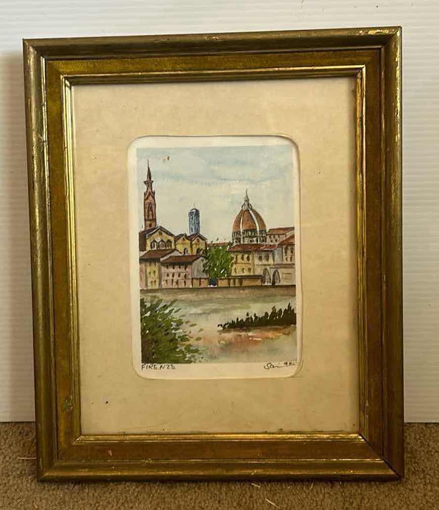 Photo 2 of FRAMED, VINTAGE, WATERCOLOR, FLORENCE, ITALY, SIGNED ARTWORK, 9 ¾" X 12"