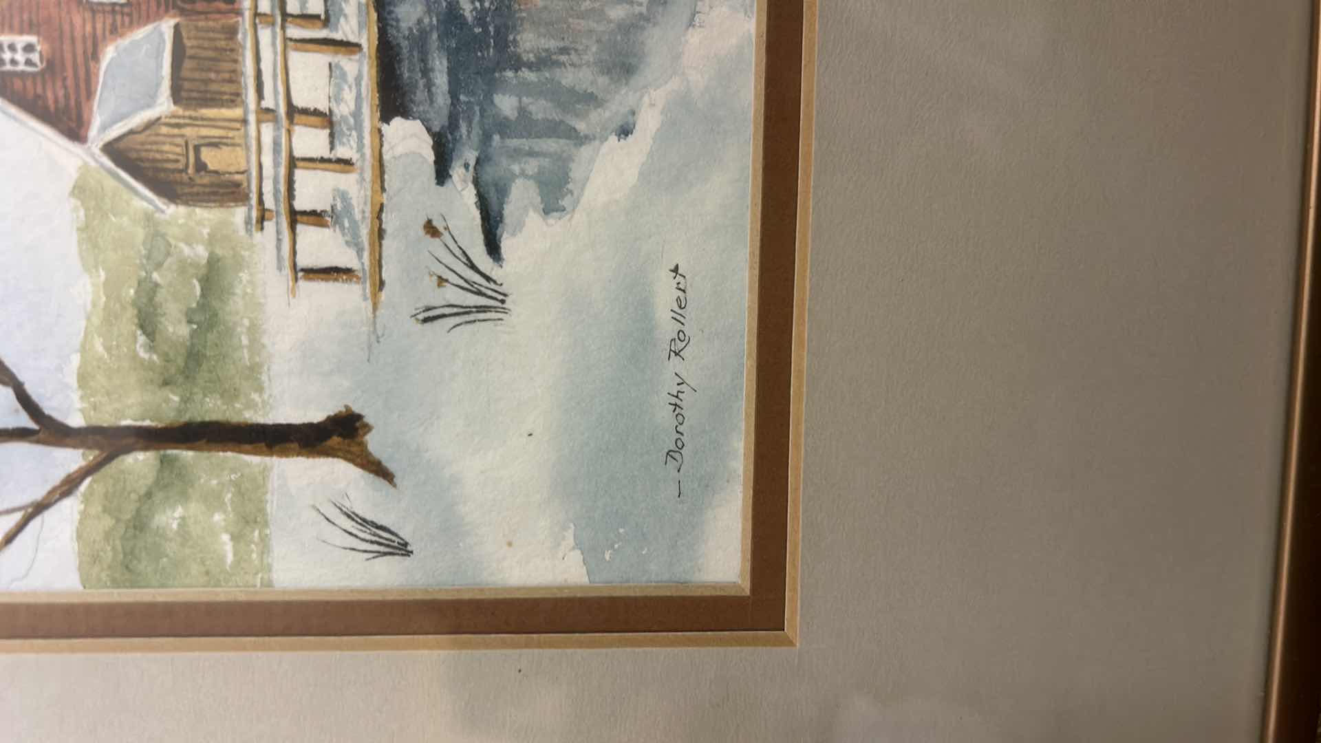 Photo 3 of FRAMED, WATERCOLOR, LANDSCAPE IN THE SNOW, SIGNED DOROTHY ROLEST, ARTWORK, 14 1?2" X H12 1?4"