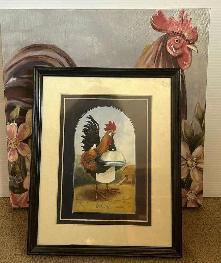 Photo 1 of 2 - PIECE ROOSTER ARTWORK LARGEST 12” x H 12”