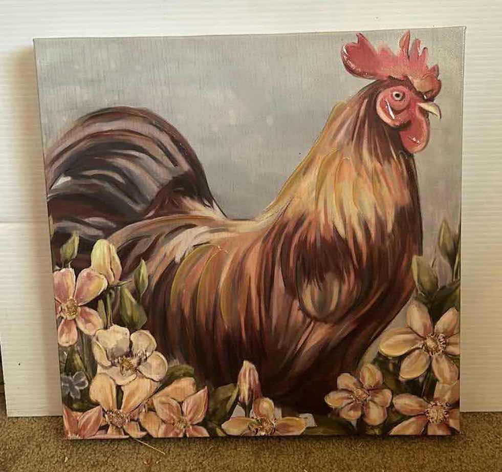 Photo 3 of 2 - PIECE ROOSTER ARTWORK LARGEST 12” x H 12”