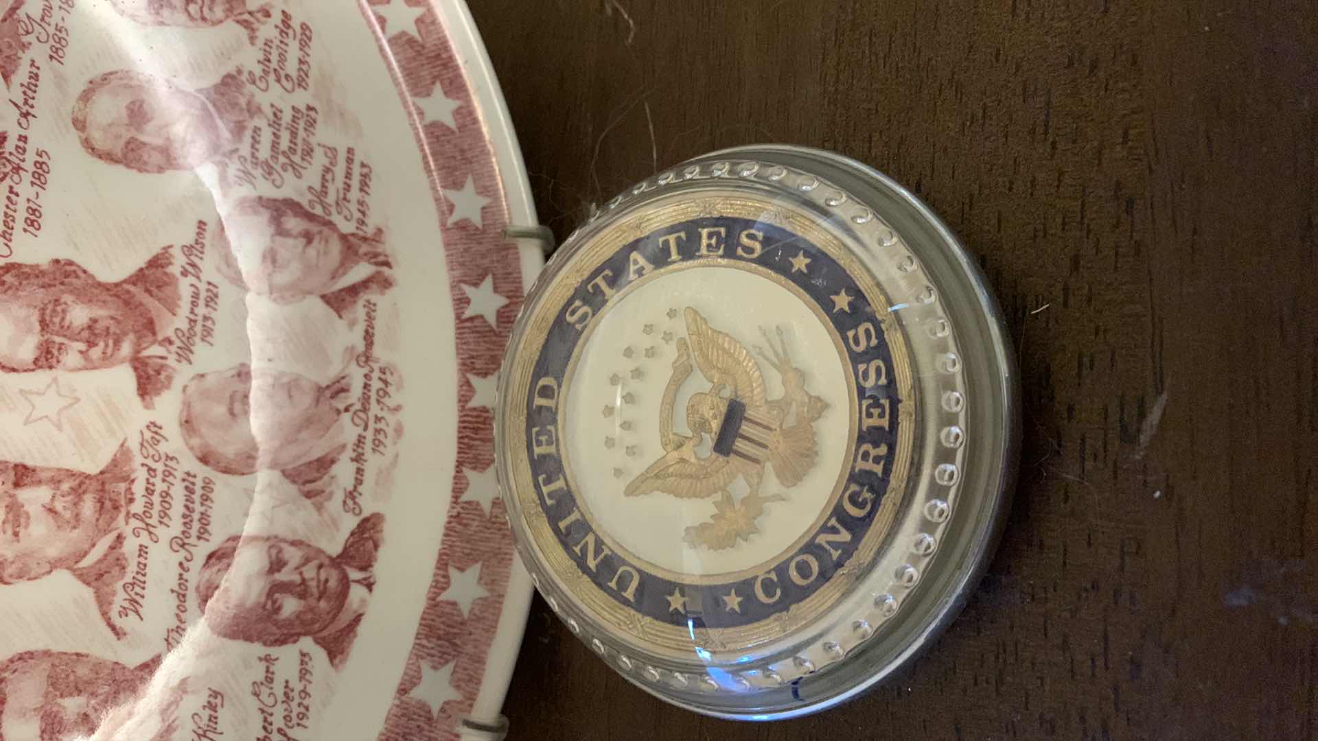 Photo 2 of UNITED STATES PRESIDENT PLATE DWIGHT D. EISENHOWER AND UNITED STATES CONGRESS PAPERWEIGHT