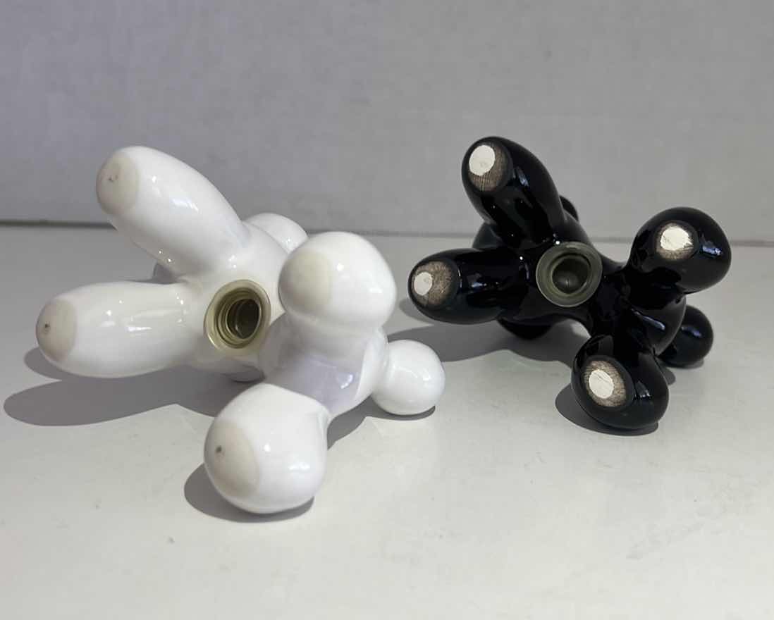 Photo 4 of CERAMIC POODLE DOG BLACK & WHITE SALT & PEPPER SHAKERS-2 2.75”