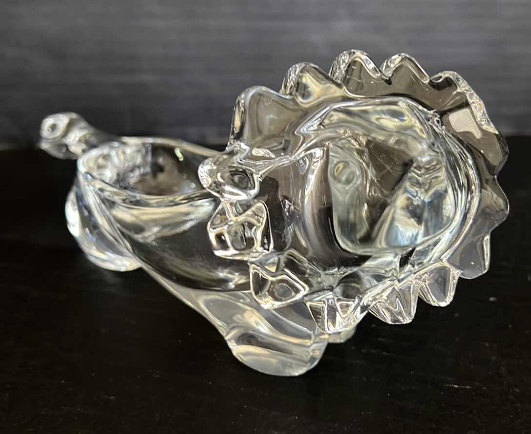 Photo 1 of VINTAGE SASAKI CRYSTAL LION CANDY NUT DISH 4”