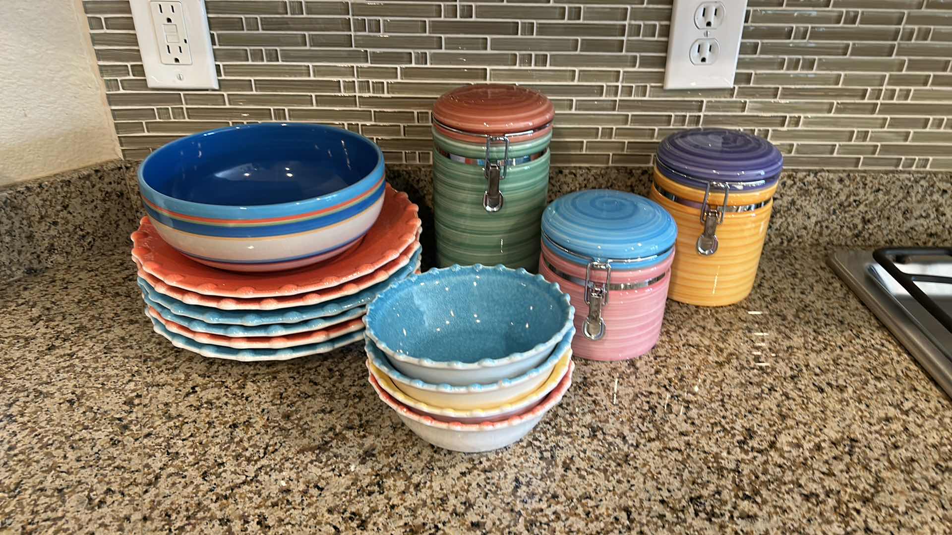 Photo 7 of 14 PCS-COLORFUL CERAMIC DISHES AND CANISTER SET