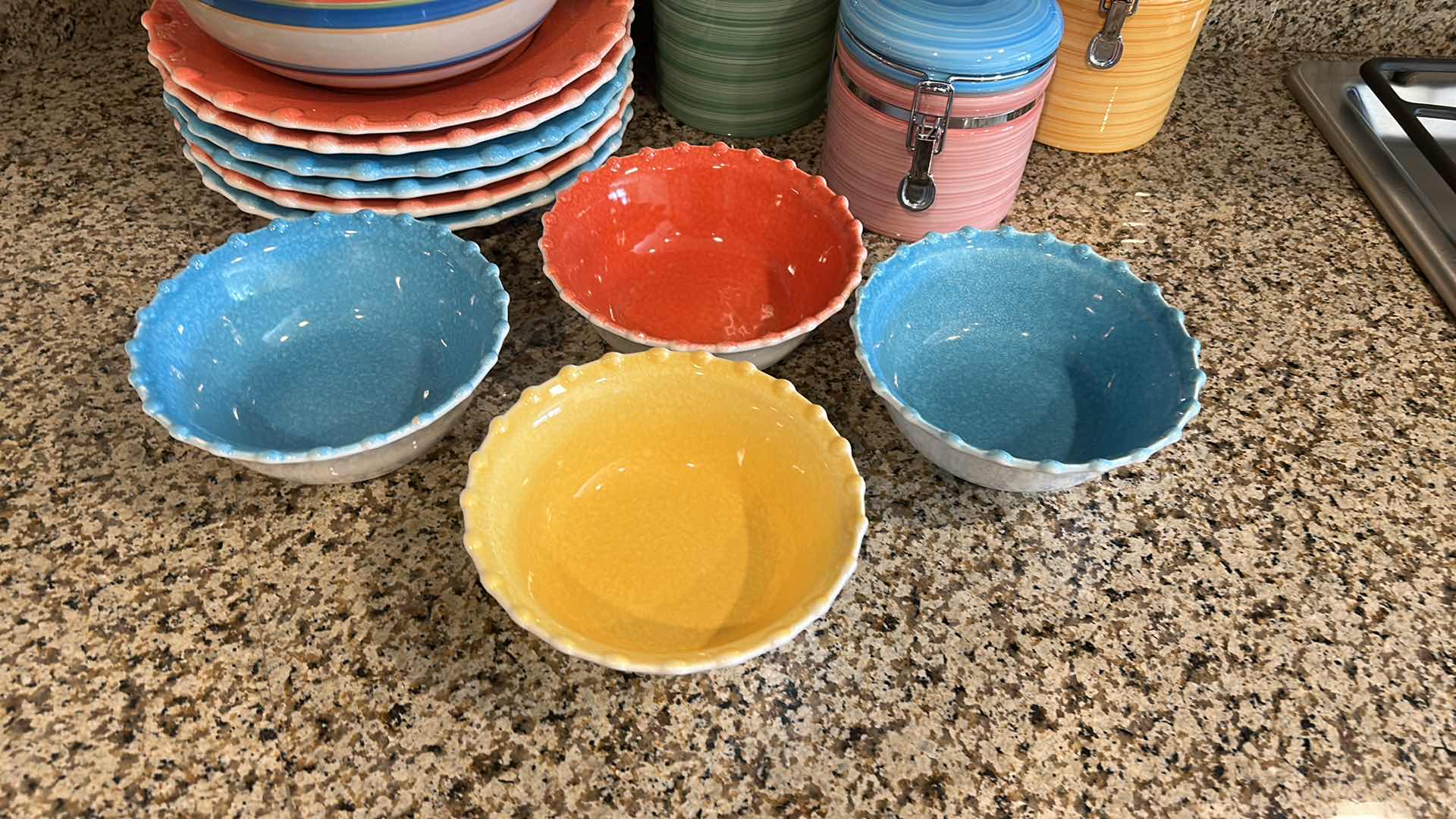 Photo 3 of 14 PCS-COLORFUL CERAMIC DISHES AND CANISTER SET