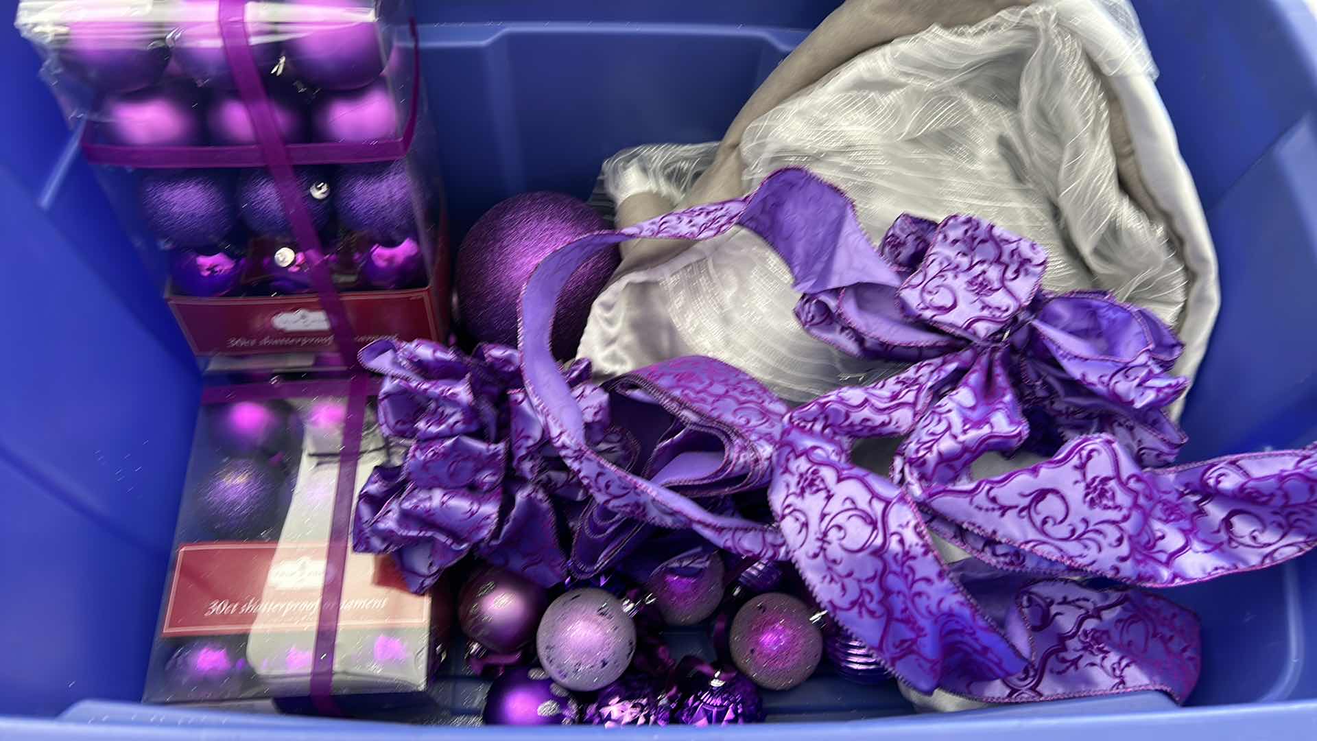 Photo 7 of LARGE TOTE WITH PURPLE CHRISTMAS DECORATIONS