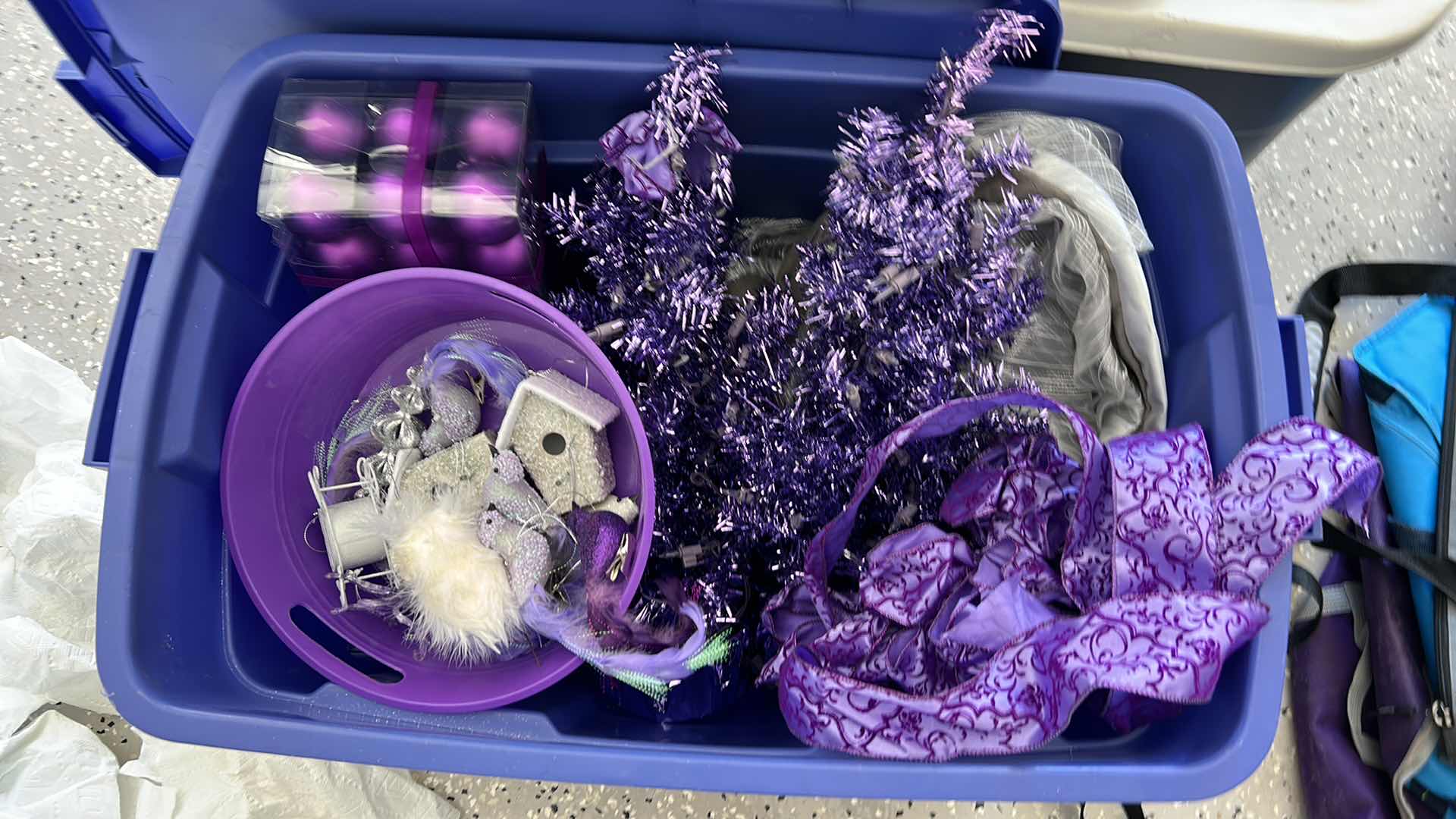 Photo 2 of LARGE TOTE WITH PURPLE CHRISTMAS DECORATIONS