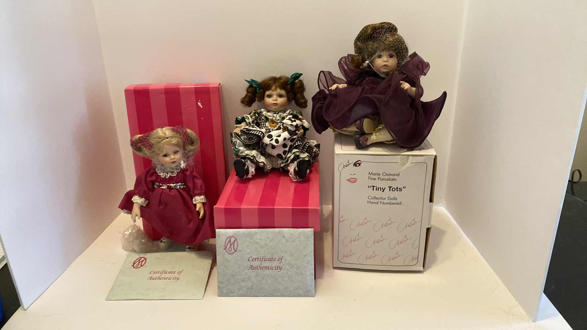 Photo 1 of MARIE OSMOND FINE PORCELAIN COLLECTIBLES DOLLS H 5.5” FROM SITTING POSITION