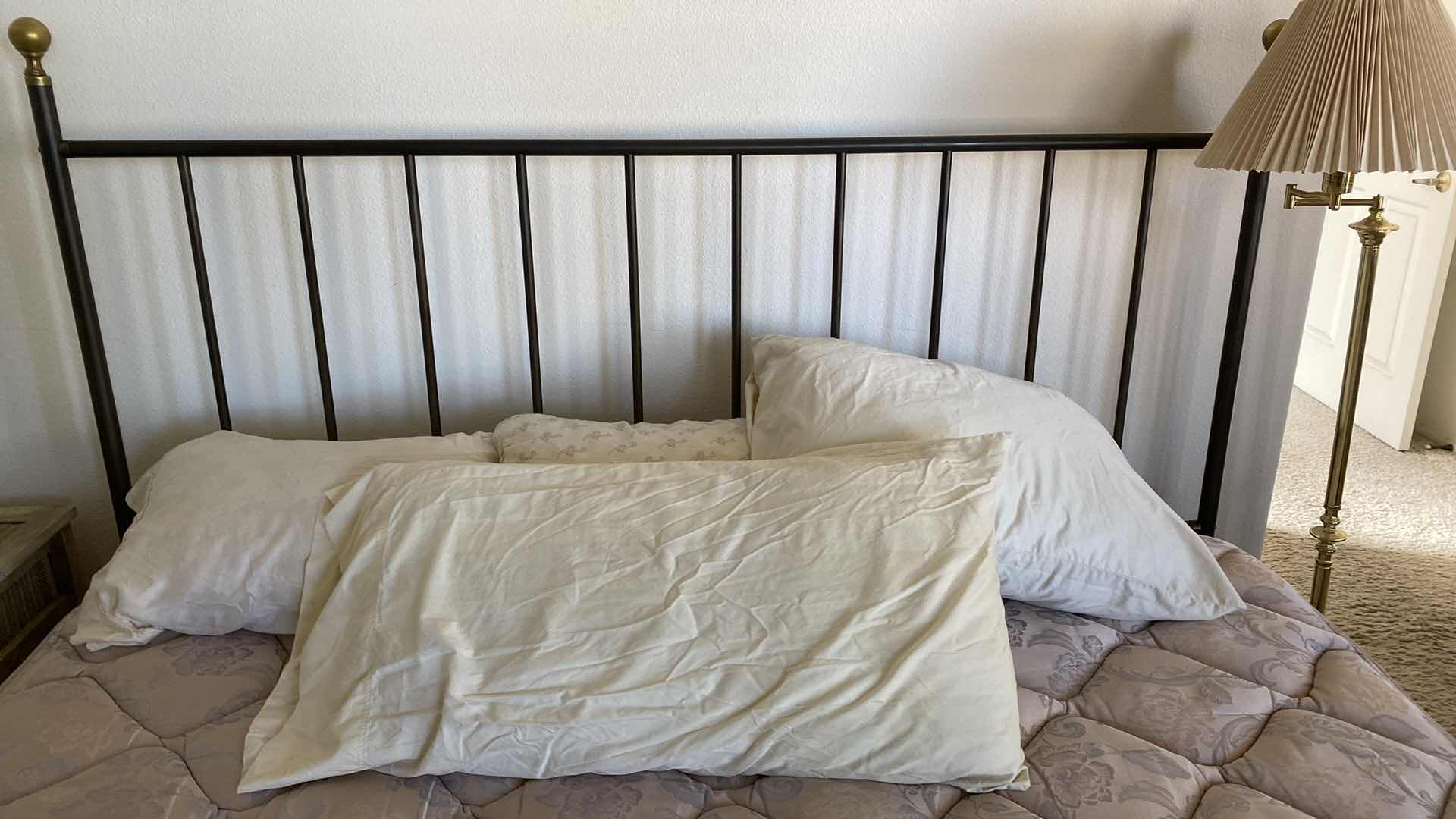 Photo 4 of KING IRON BED WITH SIMMONS MATTRESS 76” X 87” H 56”